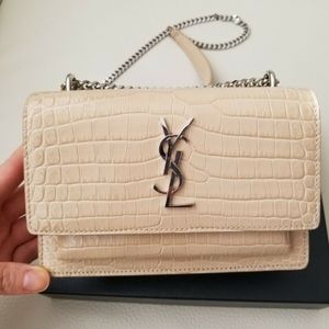 YSL SUNSET CHAIN WALLET BEIGE NEW IN BOX